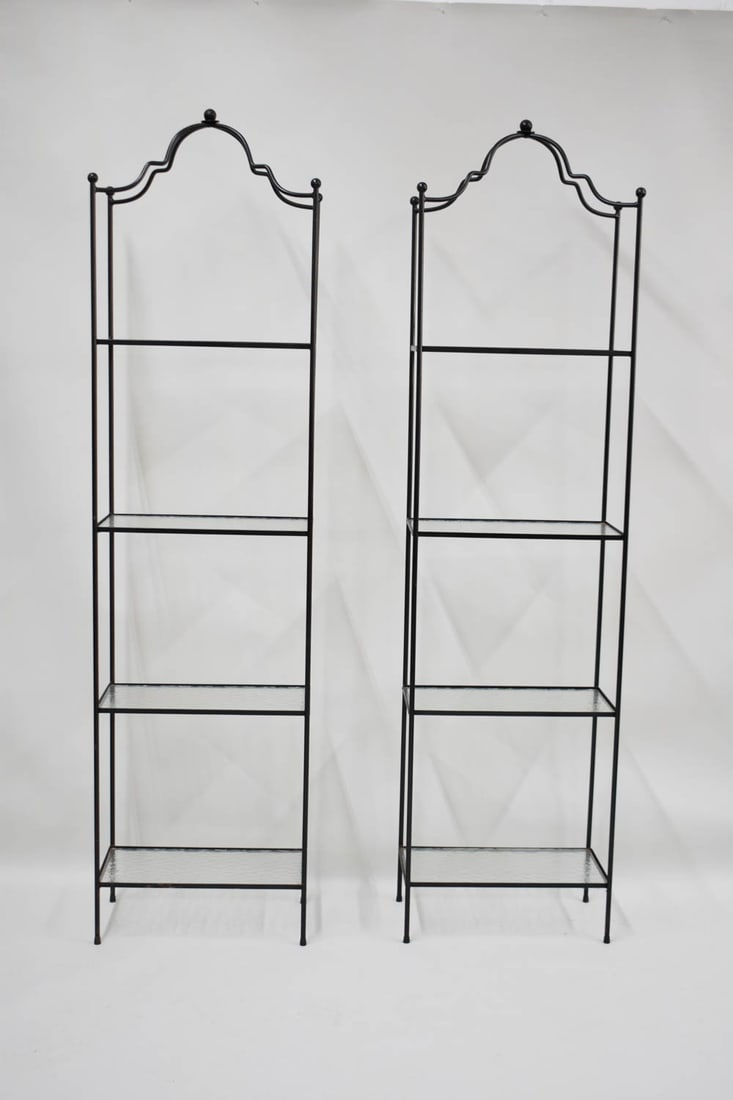 Pair of Iron Four Tier Glass Shelf Etagere (1 of 10)
