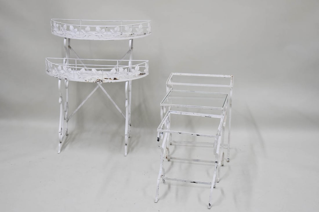 White Painted Metal Nesting Occasional Tables (1 of 9)
