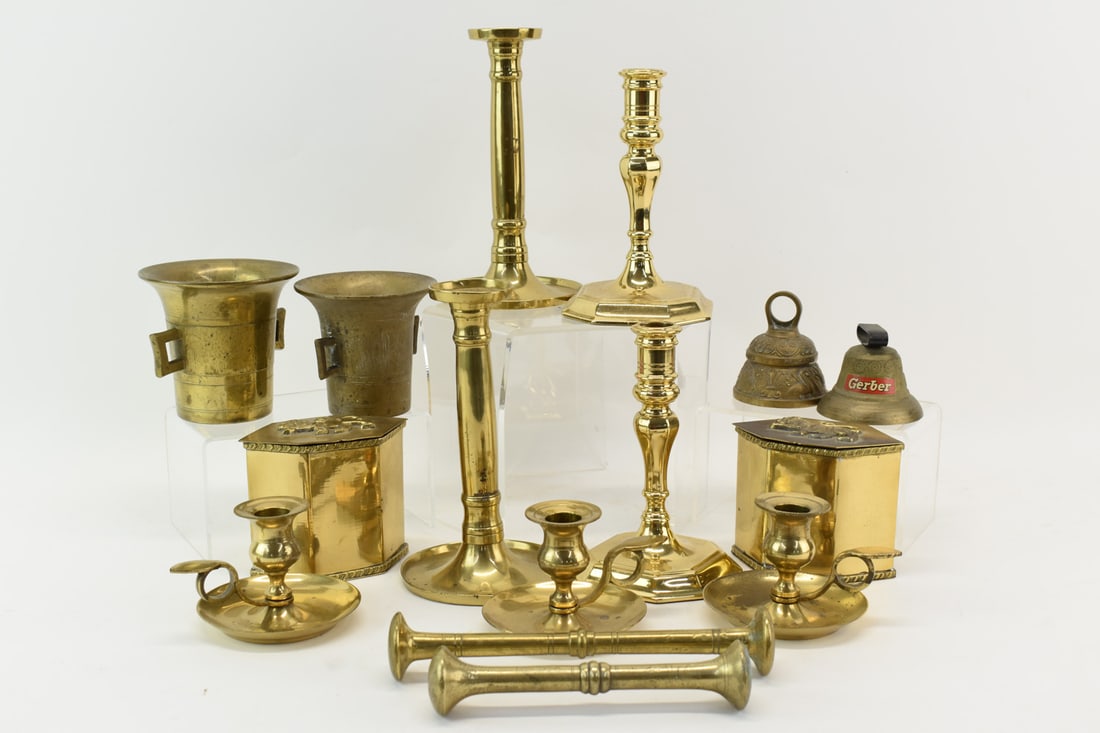 Group of Assorted Brass Candlesticks (1 of 6)