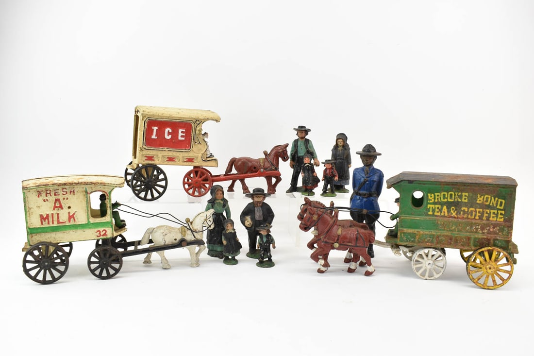 Group Assembled Cast Iron Toys Horse & Wagons (1 of 12)