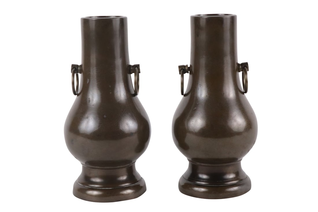 Pair Japanese Silver Inlaid-Dragon Bronze Vases (1 of 6)