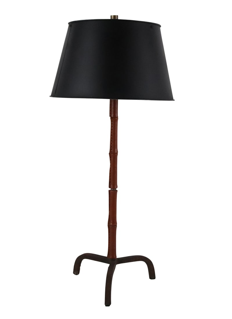 Iron and Leather Table Lamp, Attrb. to Jacques Adnet (1 of 6)