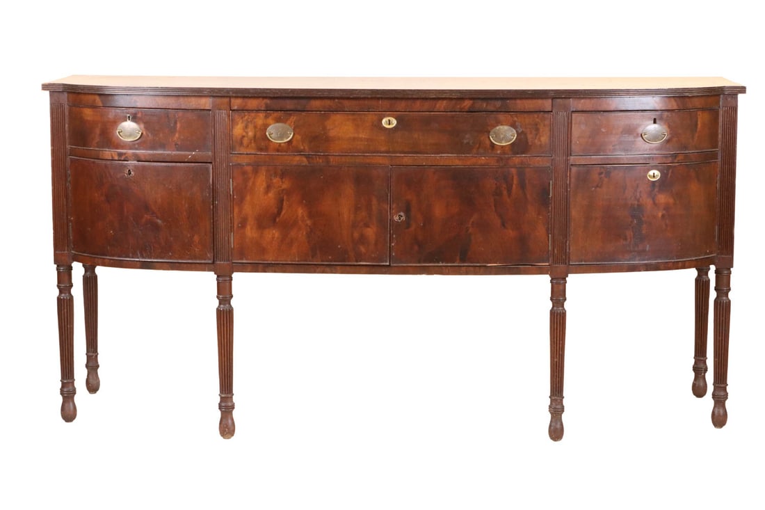 Federal Style Mahogany Sideboard: American. 19th/20th C. 36-1/4"h x 72"w x 23-1/2"d Provenance: Property from a Private Philadelphia and UK Family Collection