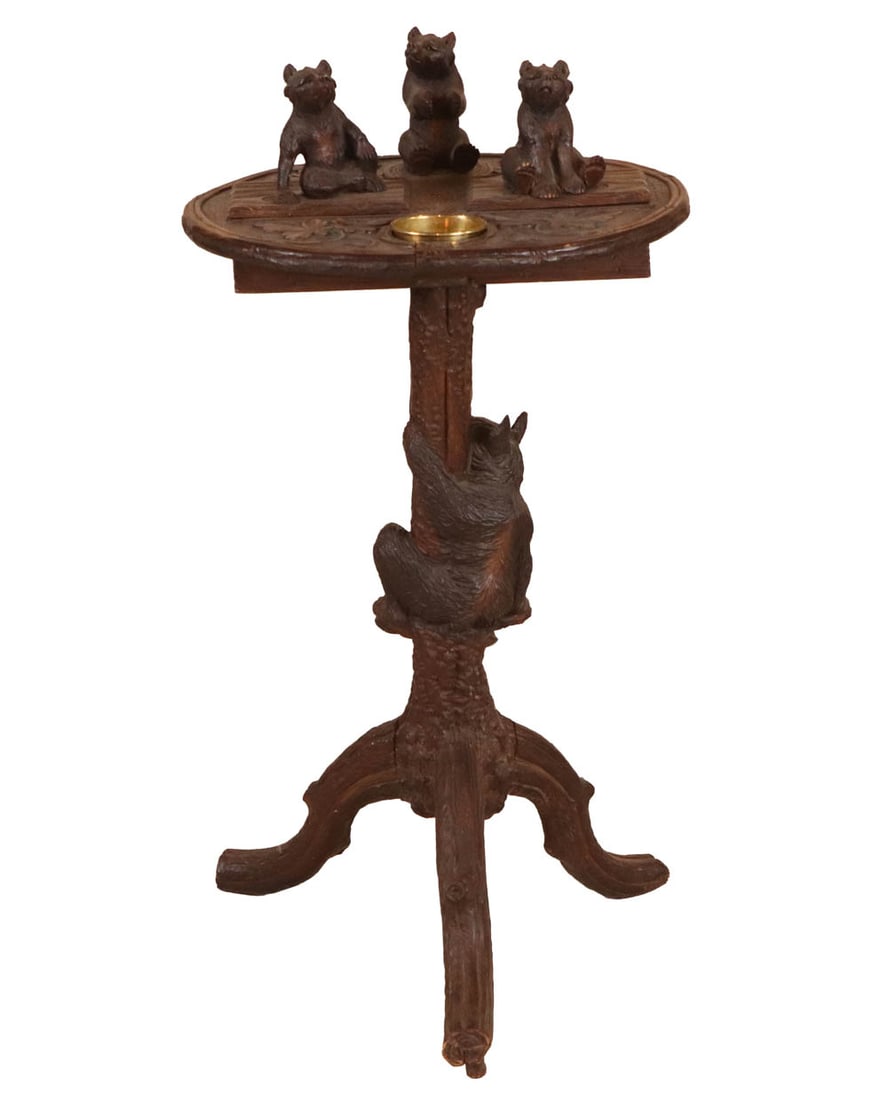 Black Forest Carved Wood Smoker's Table (1 of 8)