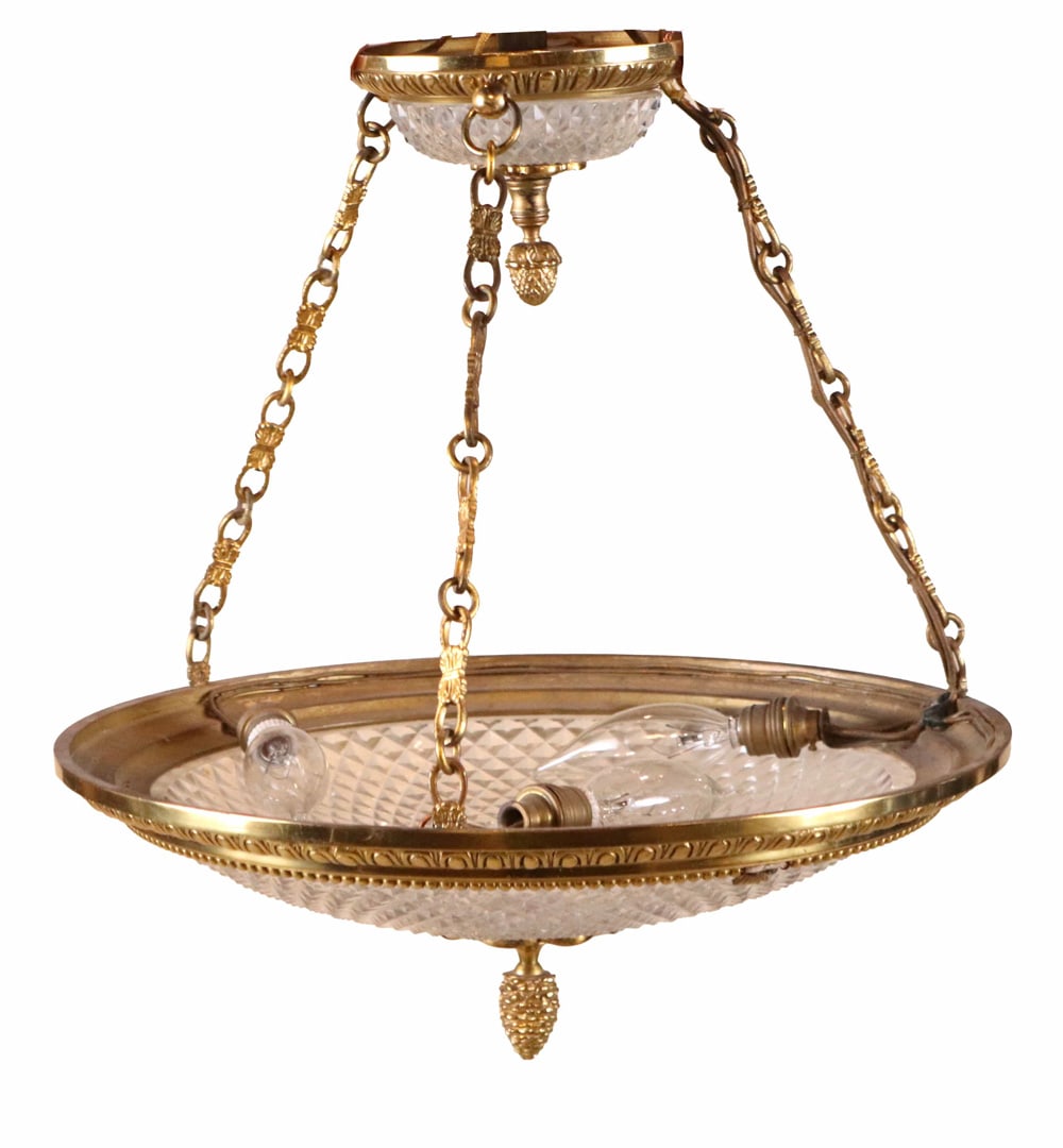 Neoclassical Style Glass & Gilt Bronze Plaffonier (1 of 3)