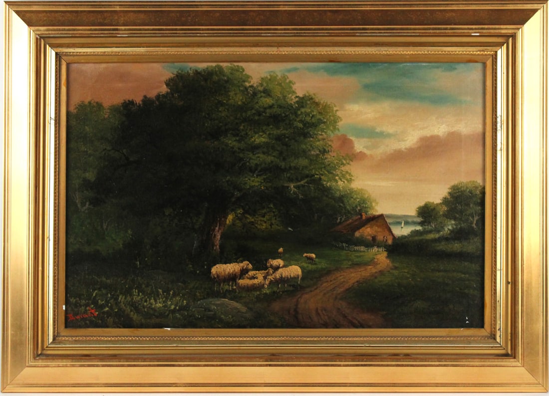 Jacques Durant, Oil on Canvas, Sheep along Path (1 of 7)