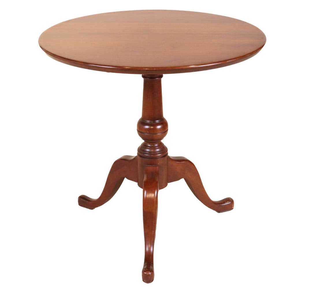 Queen Anne Style Mahogany Tilt-Top Table: 20th/21st C. Surface distress, wear. 25"h x 25-1/4"dia
