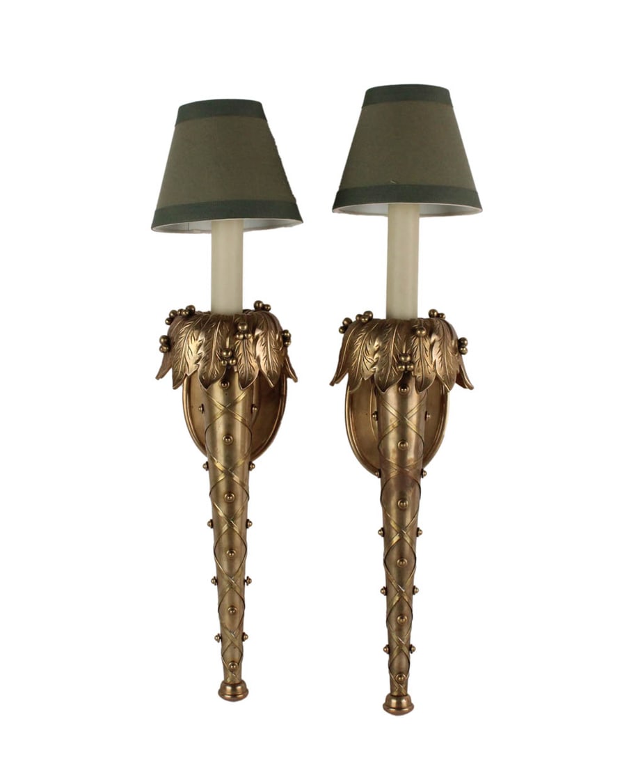 Pair of Brass Torch-Form One-Light Wall Sconces (1 of 11)