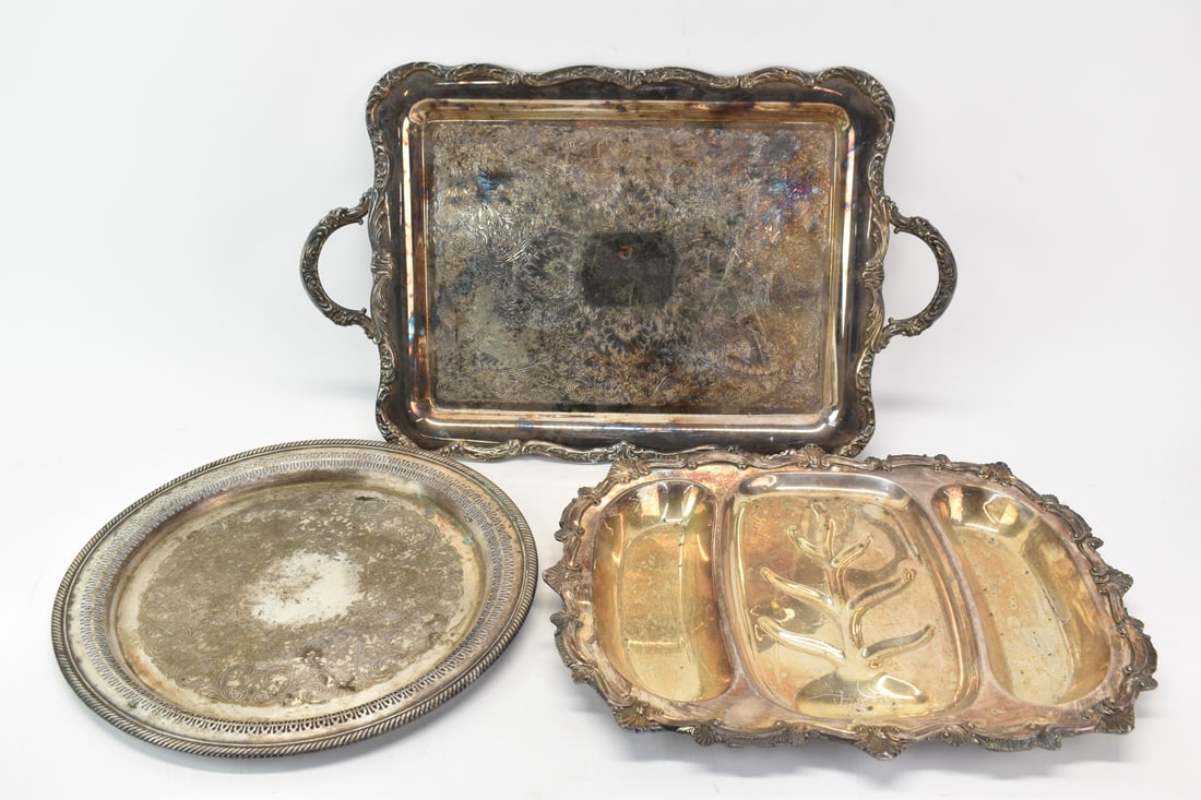 Three Assorted Silver Plated Serving Trays (1 of 10)
