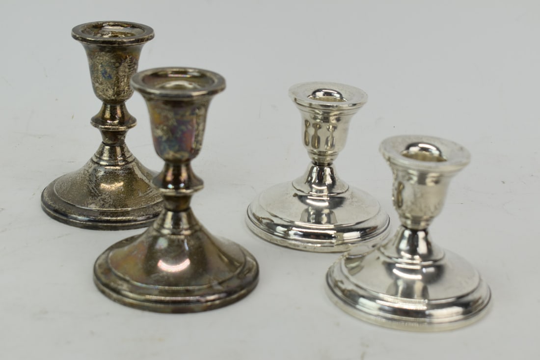 Two Pairs of Sterling Weighted Short Candlesticks (1 of 11)
