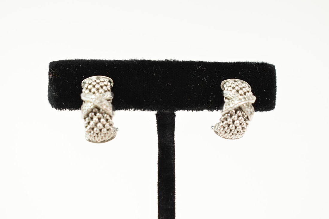 Lagos-Style Sterling Silver & Diamond Earrings (1 of 6)