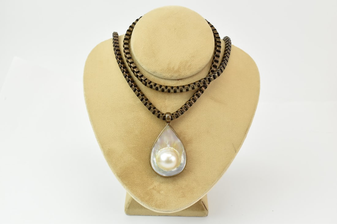 Stephen Dweck Blistered Pearl Box Chain Necklace (1 of 6)