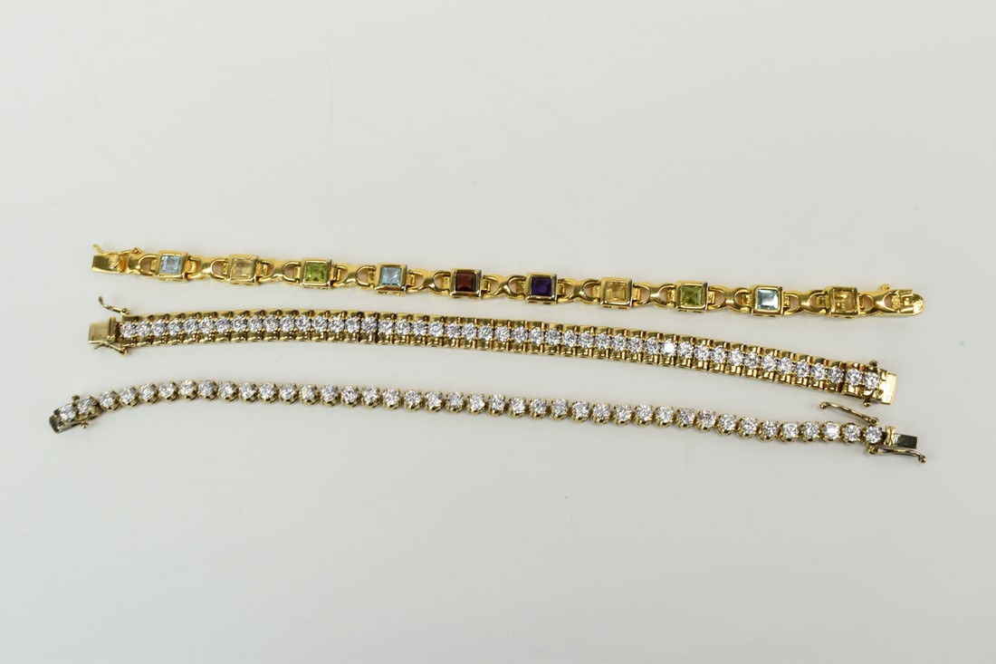 Two Sterling Silver & Faux Diamond Bracelets (1 of 8)