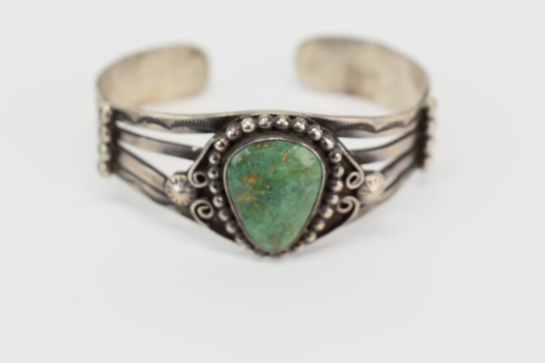 Native American Silver & Turquoise Cuff Bracelet (1 of 5)
