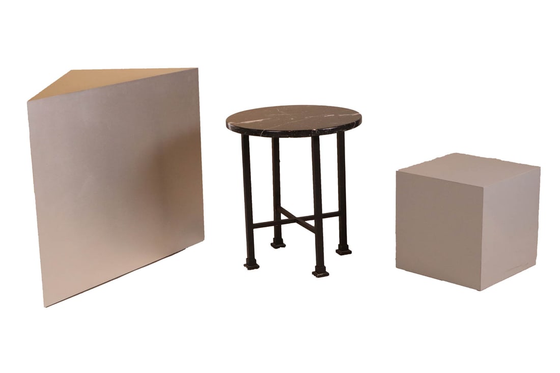 Modern Black Marble and Ebonized Metal Stand (1 of 8)