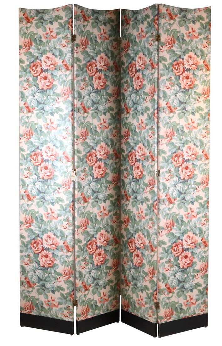 Large Four Panel Floral Print Fabric Floor Screen (1 of 10)