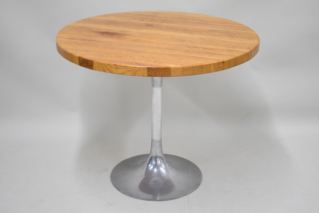 Modern Butcher Block Top Pedestal Table (1 of 4)