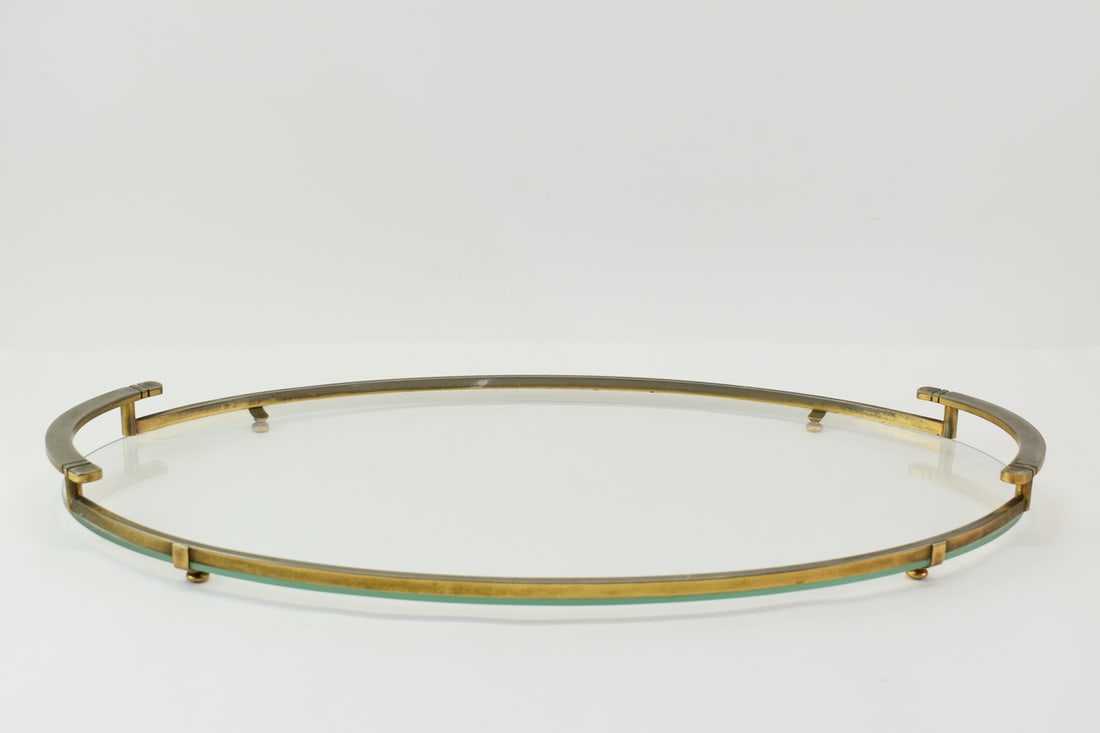 Large Modern Brass and Glass Vanity Tray (1 of 4)