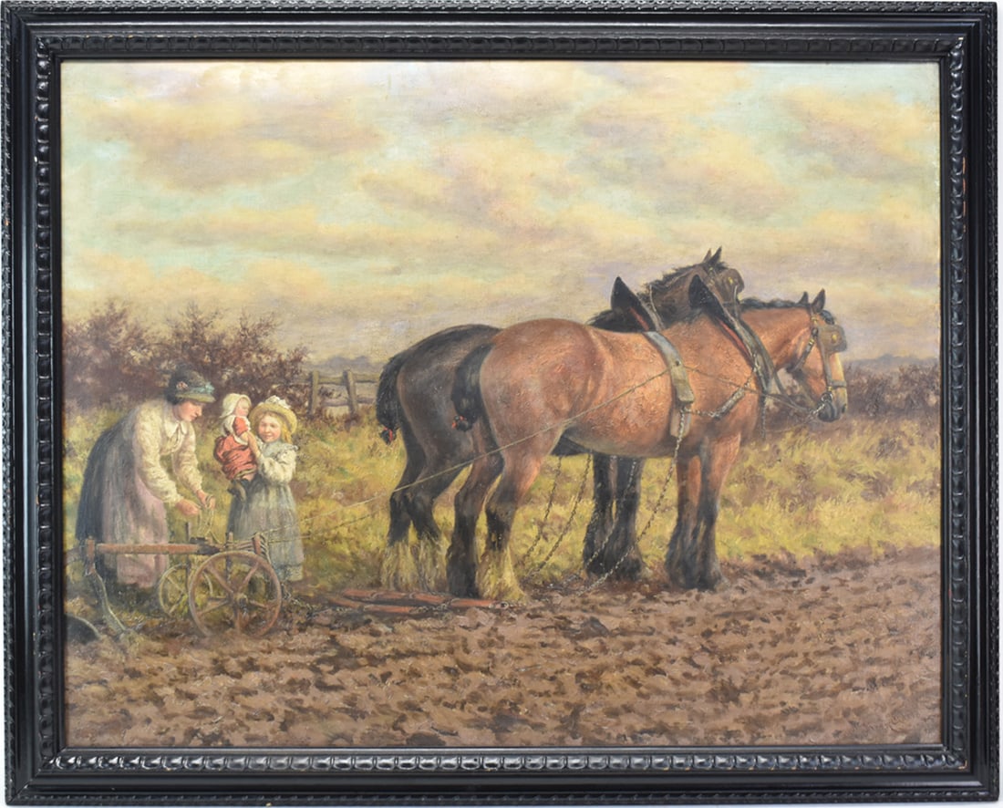 Dixon Clark Oil on Canvas of Plow Horses (1 of 14)