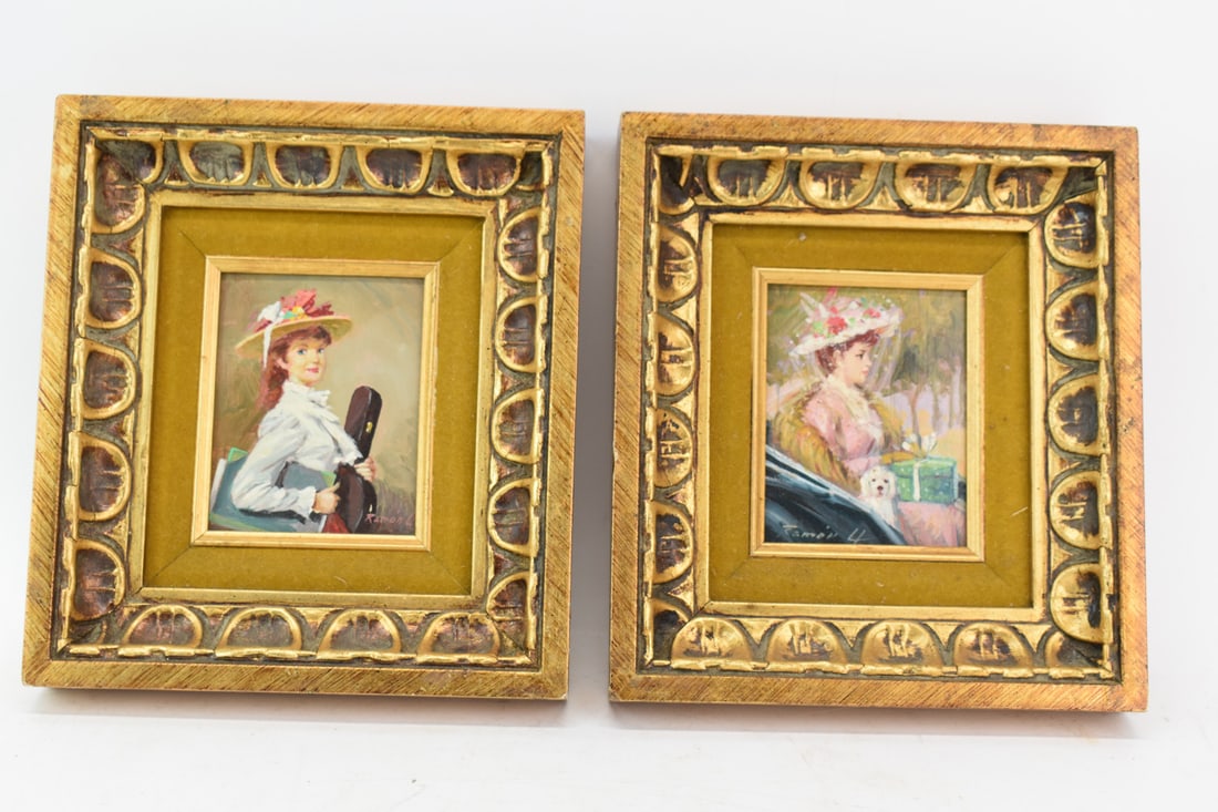 Pair of Luis Ramon Oil On Boards Elegant Woman (1 of 13)
