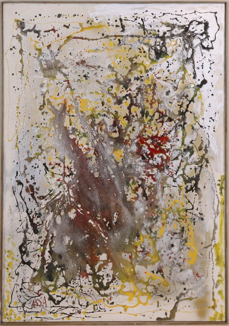 Fereydoun Rahimi-Assa, "Desert Sorrow": (Iranian, b. 1936) oil on canvas, signed. Overall: 48-1/2"h x 36-1/2"w Sight : 48"h x 36"w