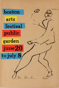 Ben Shahn Boston Arts Festival Poster: (American, 1898-1969) silkscreen, 1962, for the Boston Arts Festival, Public Garden, June 20th - July 8th, signed in plate; together with a Richard Kenerson silkscreen poster for "Hedda Gabler", ca. 1