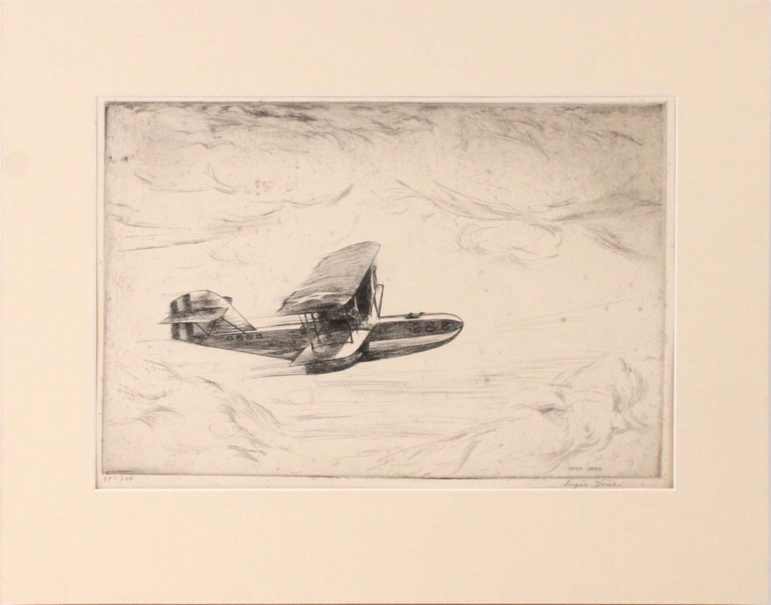 Inger Veise, Etching, "Wings of Many": (American, active 20th C.) ca. 1930, signed in pencil and numbered 29/100 in lower margin Overall: 15-3/4"h x 21-1/4"w Sight: 10-1/8"h x 15-1/4"w