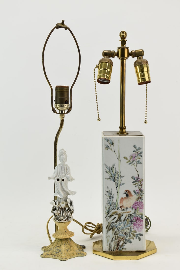 Asian Porcelain Square Form Table Lamp (1 of 12)