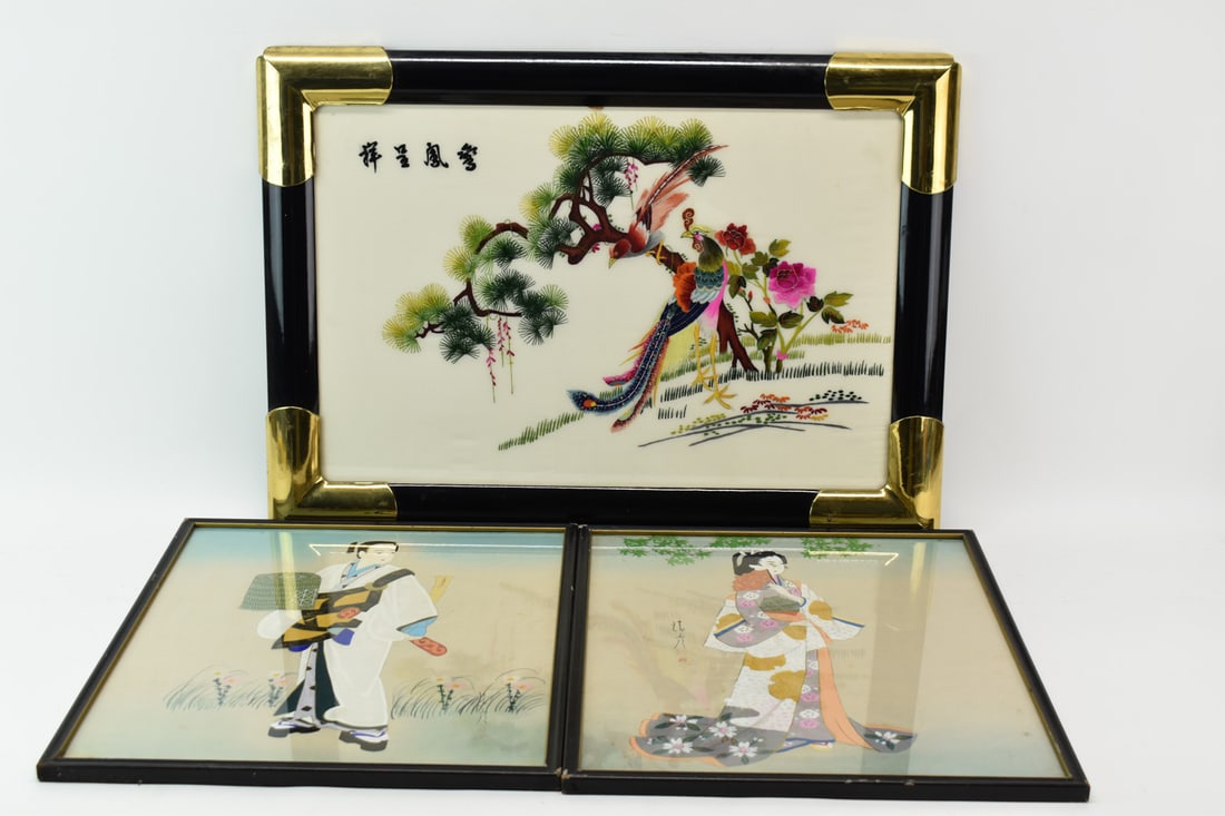 Two Asian Paintings on Fabric (1 of 11)