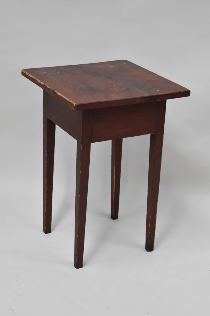 Red Stained Country Pine Side Table (1 of 7)