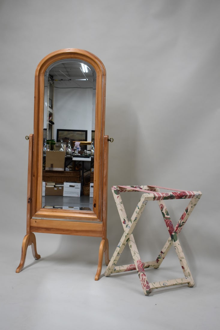 Ladies Pine Cheval Dressing Mirror (1 of 8)