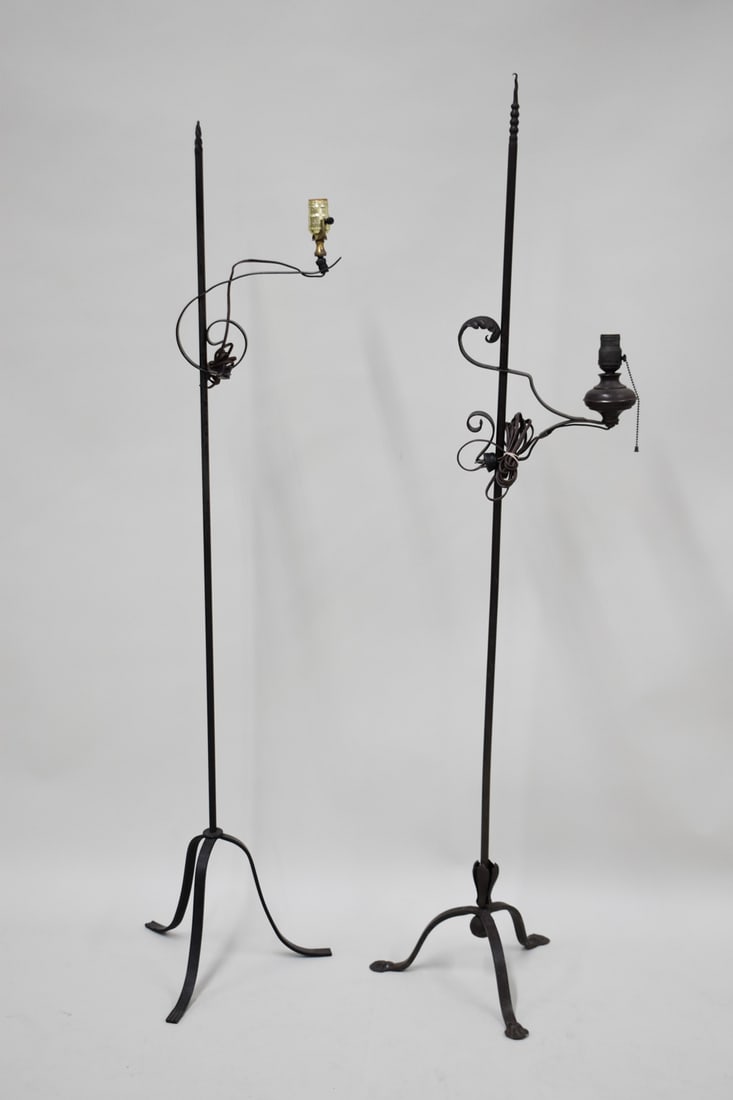 Two Wrought Iron Adjustable Floor Lamps (1 of 8)