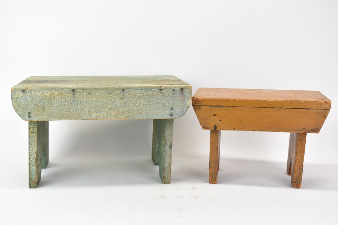 Blueish Green Painted Small Bench (1 of 6)