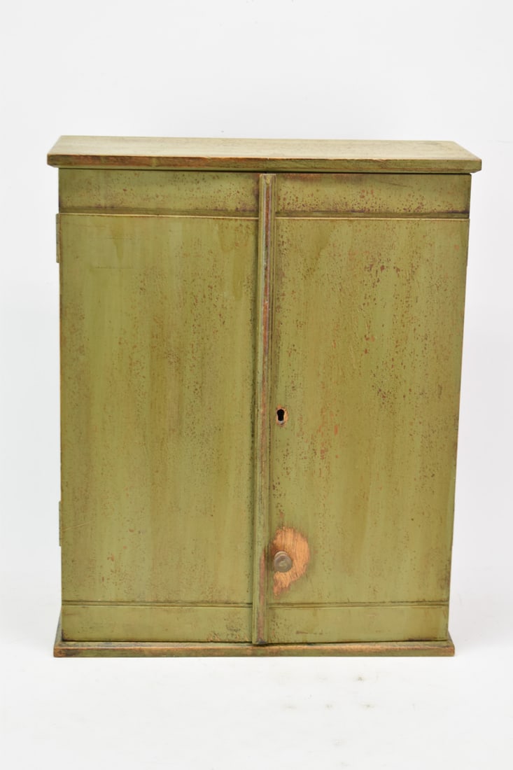 Green Painted Country Hanging Cabinet (1 of 8)