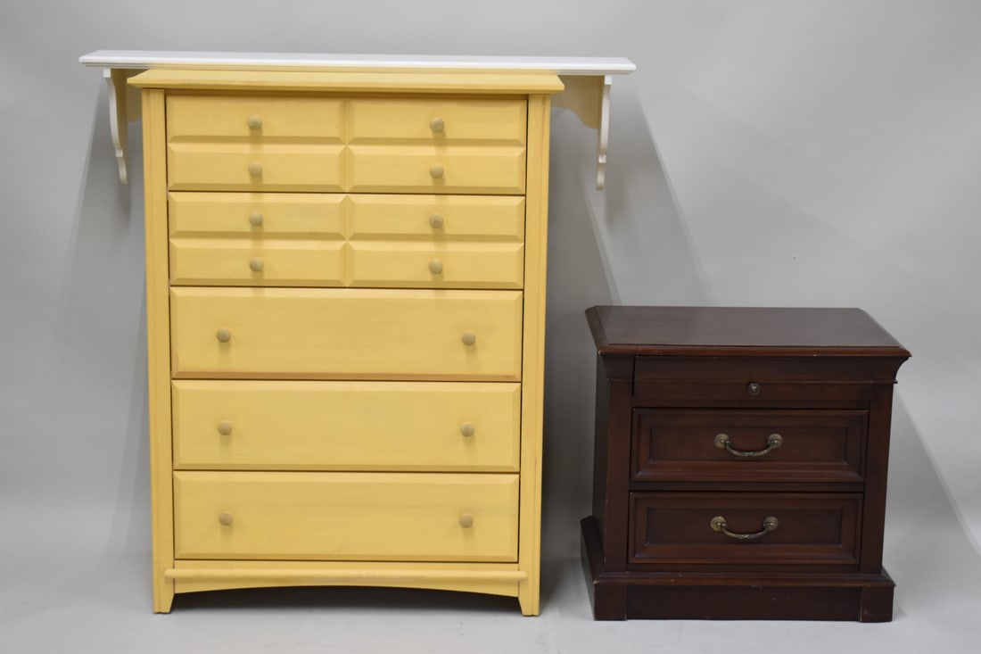 Yellow Painted Tall Chest of Drawers (1 of 9)