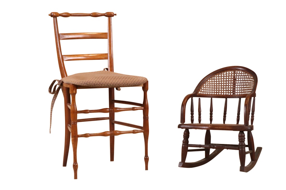 Walnut and Caned Child's Rocking Chair (1 of 9)