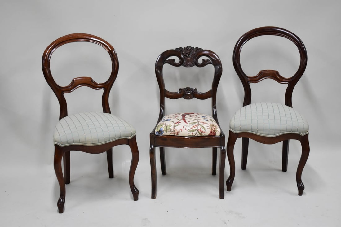 Pair of Victorian Balloon Back Side Chairs (1 of 7)