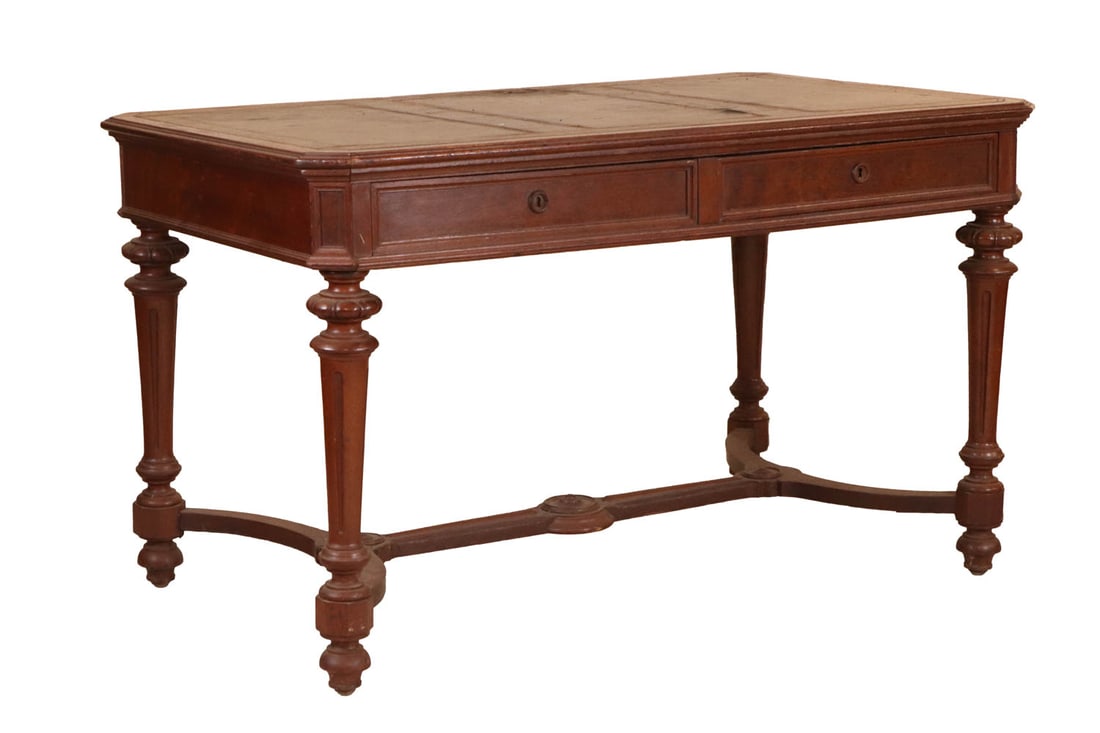 Victorian Leather-Inset Walnut Writing Desk (1 of 9)
