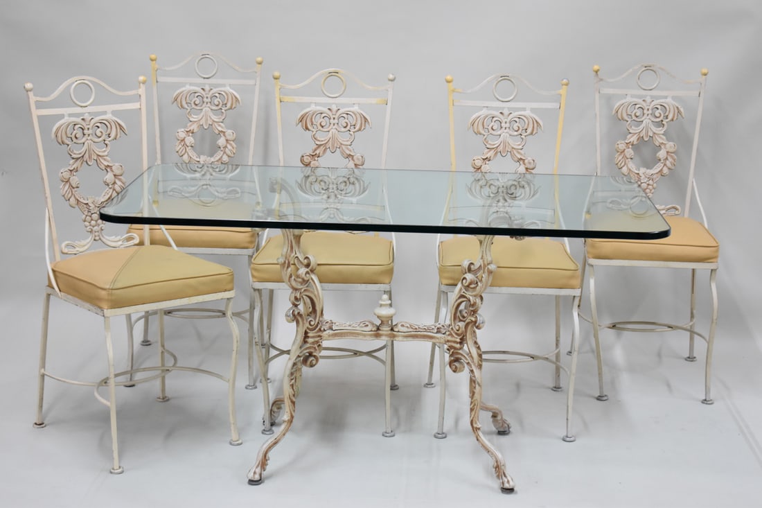 Cast Aluminum White Painted Table and Chairs Set (1 of 9)