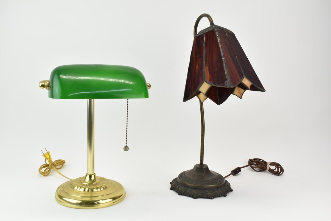 Bronze Leaded Glass Table Lamp (1 of 9)