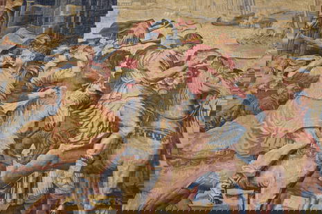 Vintage French Tapestry Style Wall Hanging: Vintage French Classical Tapestry Style Wall Hanging. Editions D Art De Rambovillet Ateliers De Reprodvction Doevvres D art. Used condition, wear worn. 78" x 72 1/2"