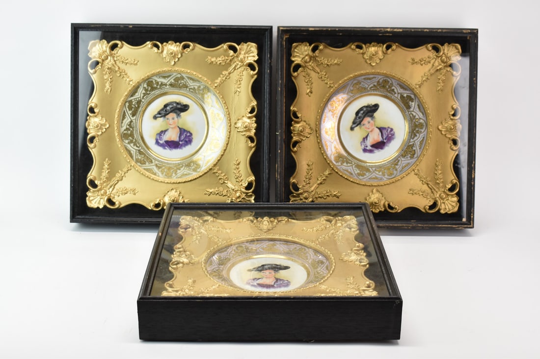 Set of Three Gilt Decorated Portrait Plates (1 of 14)