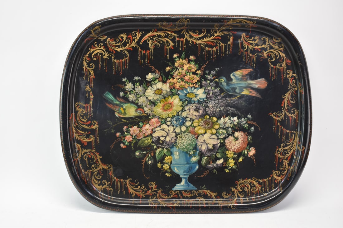 Toleware Style Painted Still Life Tray (1 of 10)