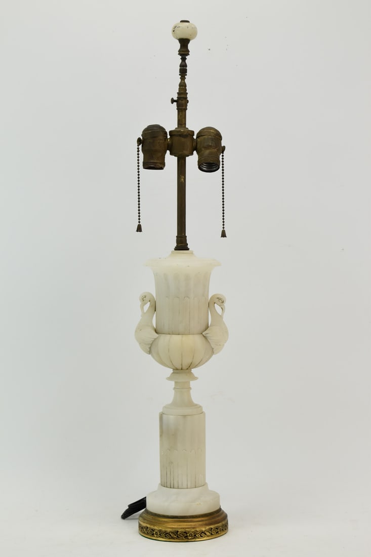 White Carved Alabaster Urn Form Table Lamp (1 of 12)