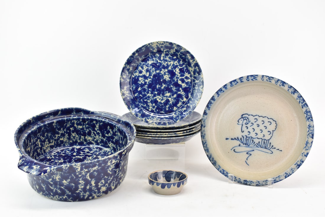 Bennington Pottery Blue Agate Cooking Pot (1 of 10)