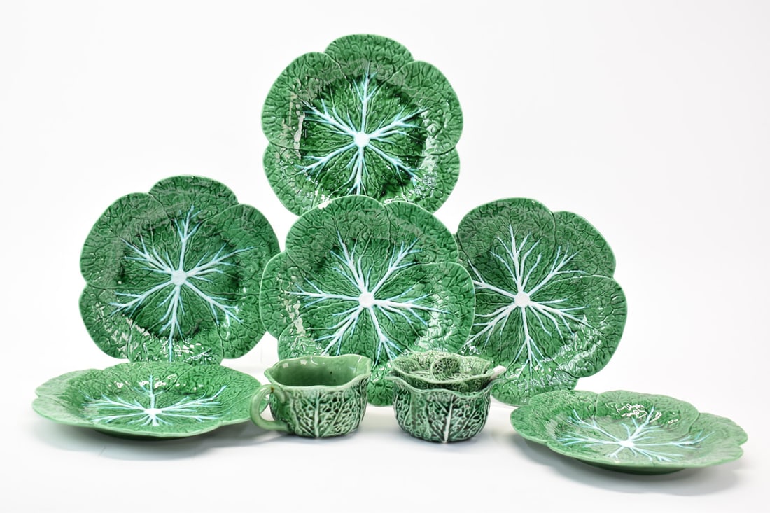 Group of Cabbage Majolica Table Items (1 of 10)