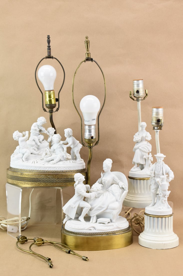 Group Vintage Figural Bisque Table Lamps (1 of 11)