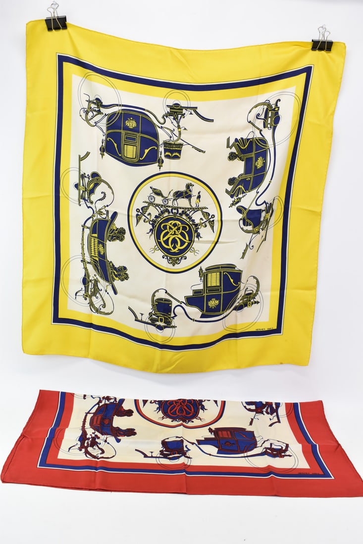 Two Hermes Paris Vintage Silk Women's Scarves (1 of 16)