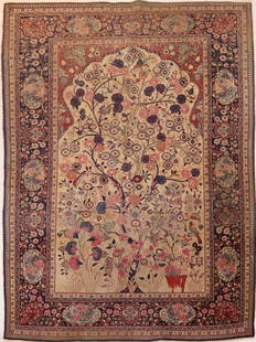 Dabir Kashan Prayer Rug: Central Persia, 2nd 1/4 20th Century 6'1"l x 4'5"w Minor wear, small hole. Provenance: Property from a Private Princeton, NJ Collection