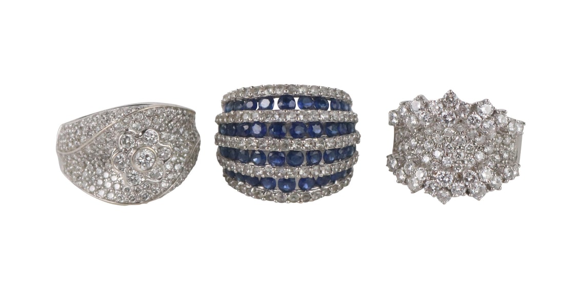 Two 18K White Gold & Diamond Cocktail Rings (1 of 11)